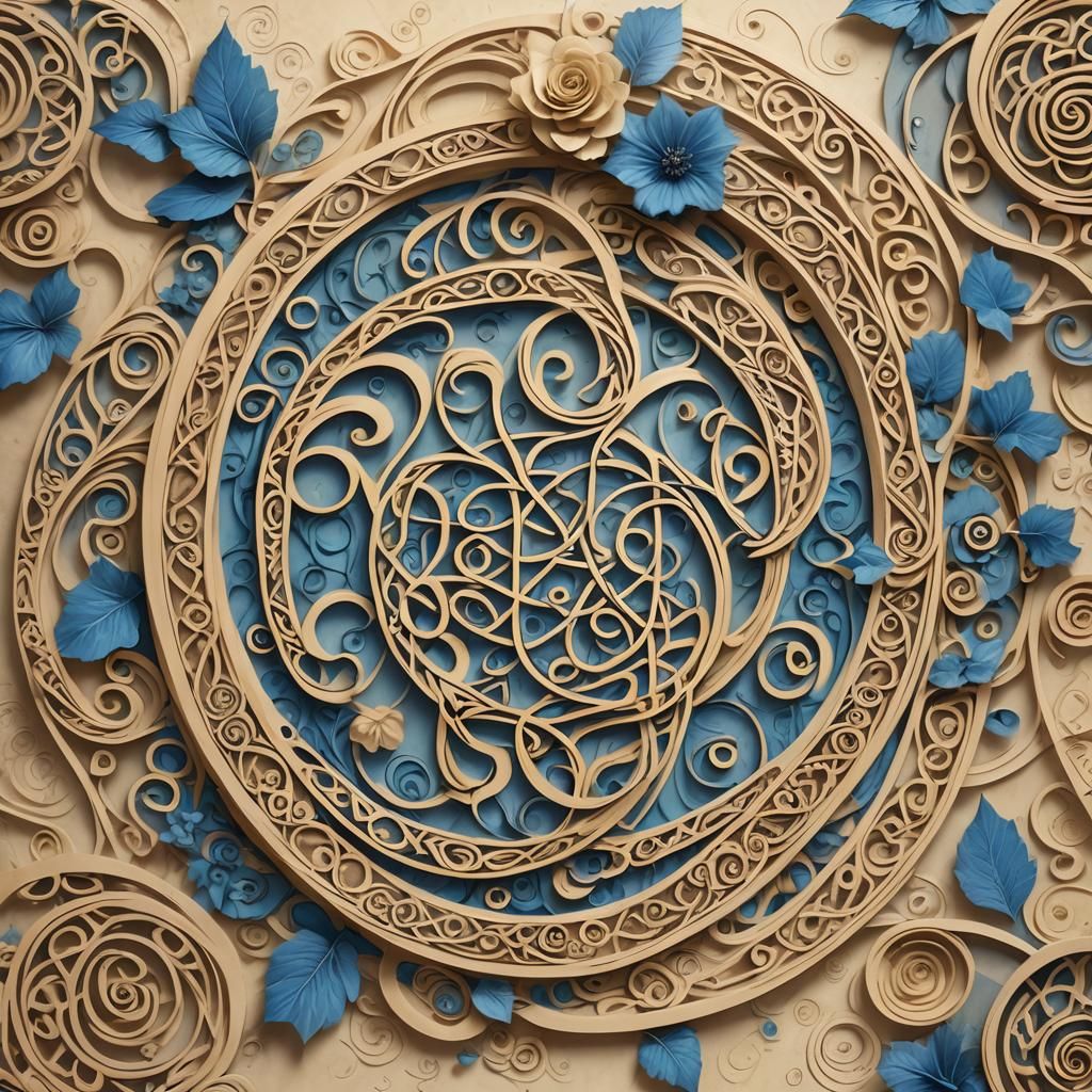 Mystical Calligraphy with Celtic Knotwork in 3D Digital Art