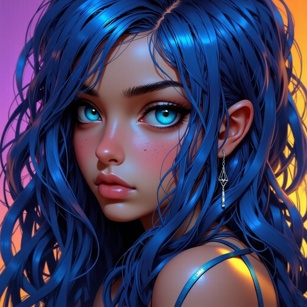 Winking Woman Illustration in Dark Fantasy Style