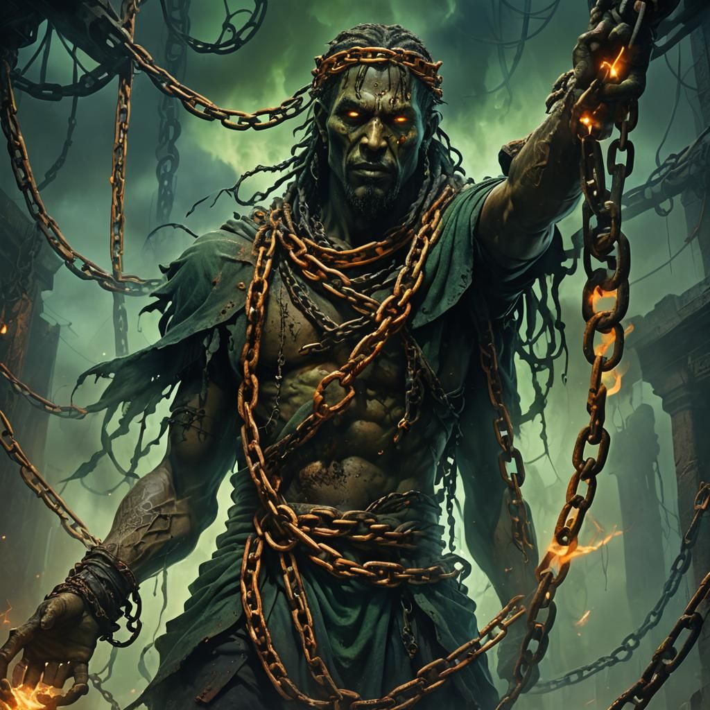 Damned Soul in Chains: Dark Fantasy Concept Art