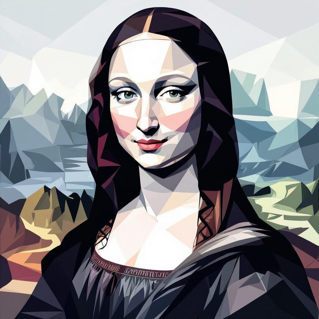 Geometric Mona Lisa in Low Poly Style