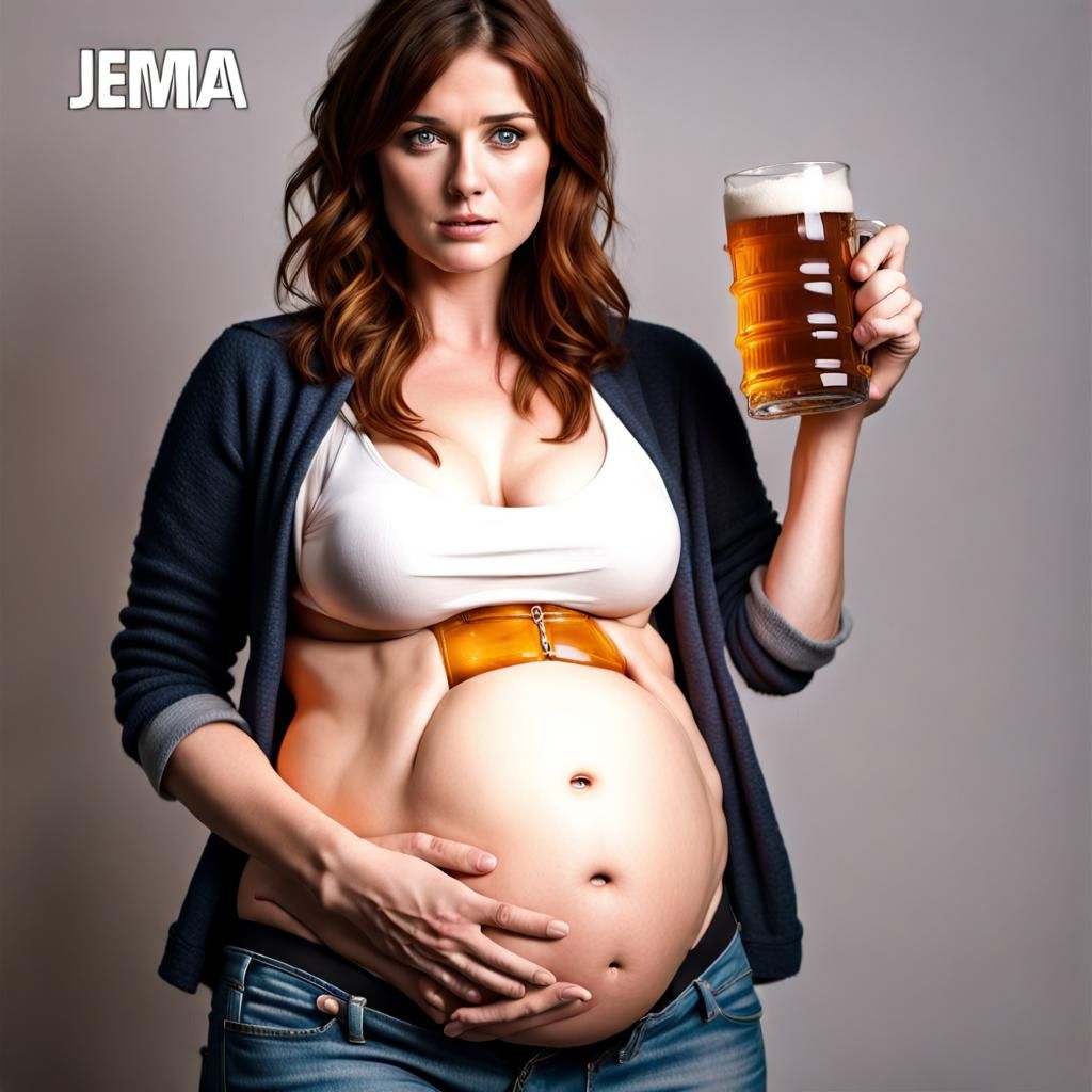 Realistic Woman with Beer Belly and Distended Navel