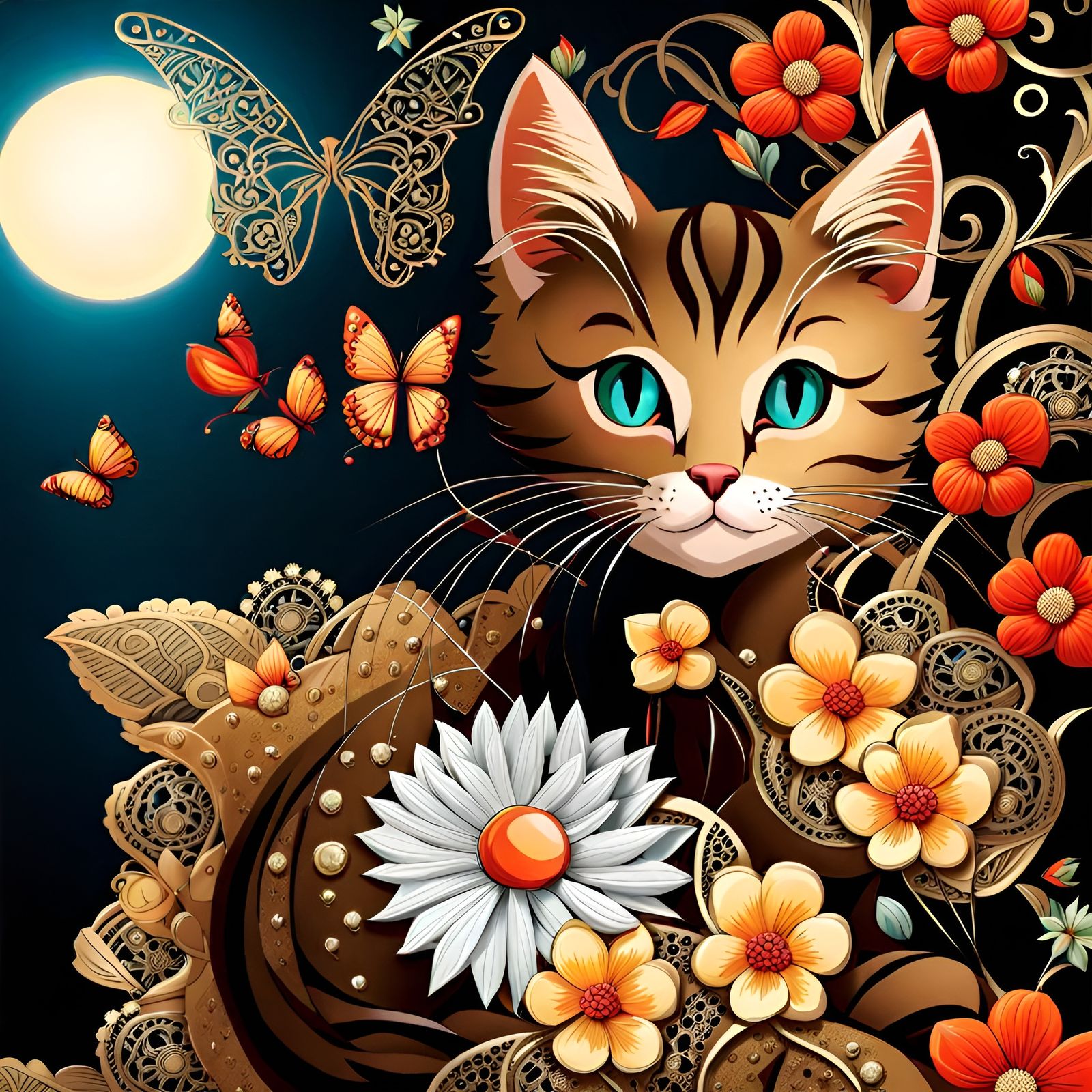 Gothic Lace Kitten in Haute Couture Style