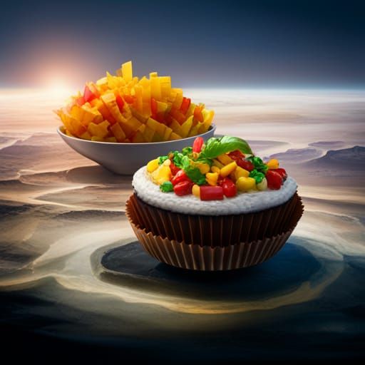 Burrito Bowl Cupcake with Mango Salsa Cream