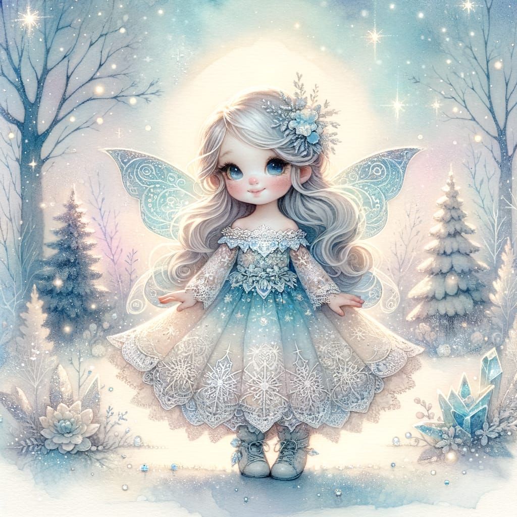 Whimsical Winter Fairy in Snowy Forest