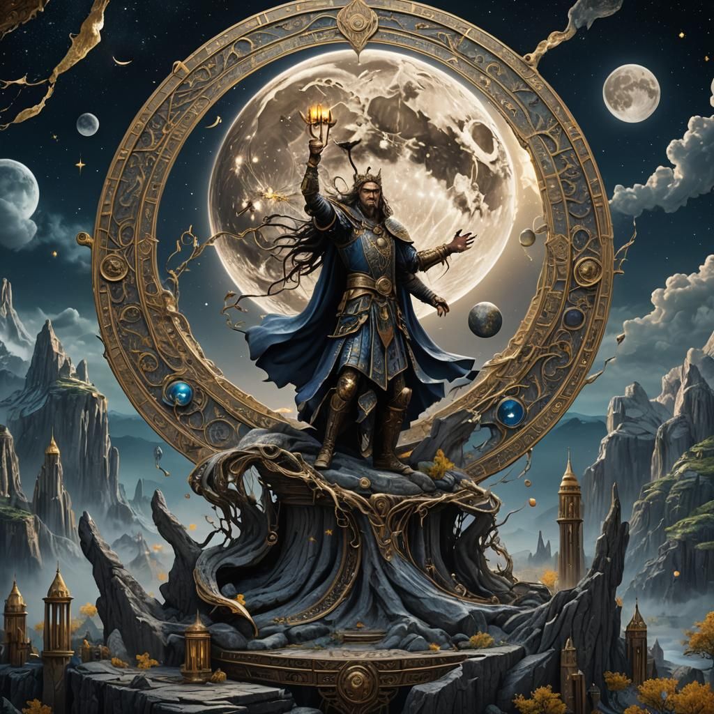 The Moon Tarot Card in Detailed Matte Painting