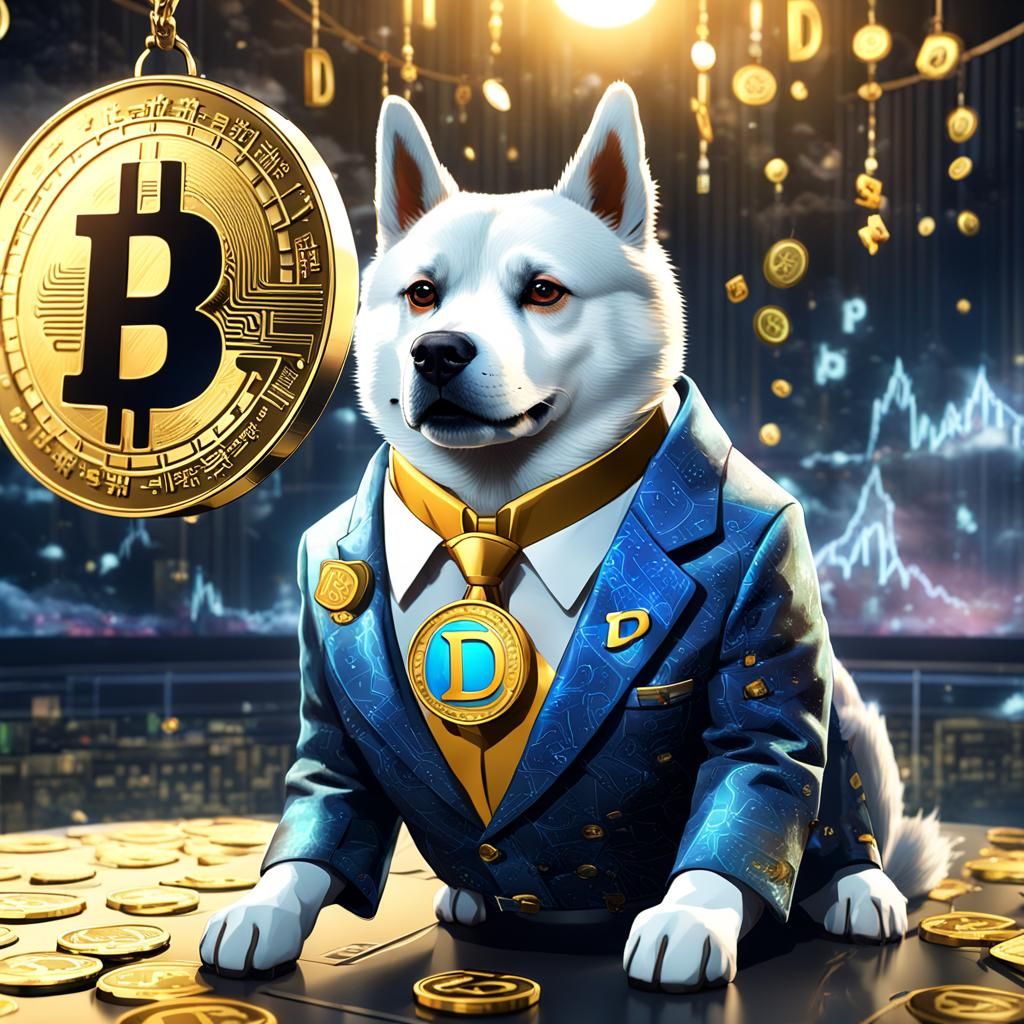 Dogecoin Dog in Suit Digital Painting