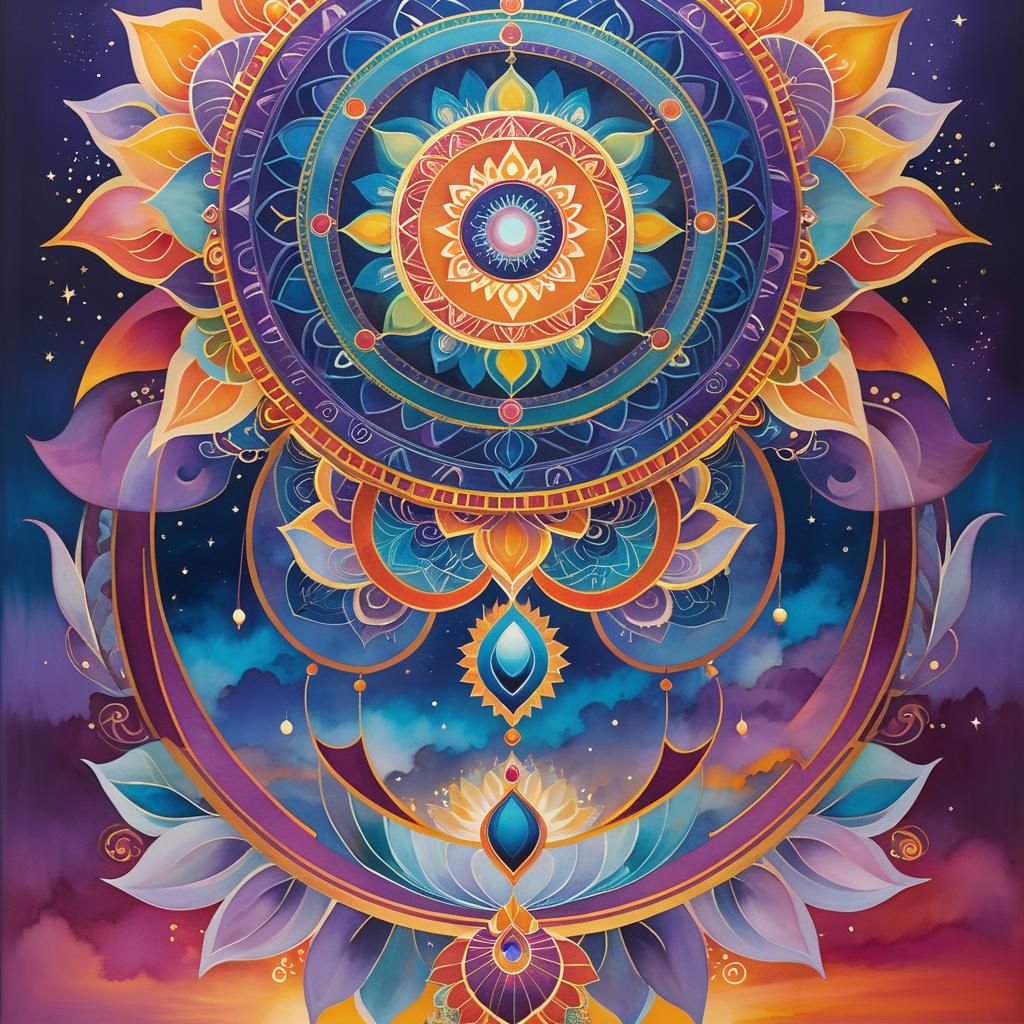 Radiant Chakra Mandala in Spiritual Abstract Style