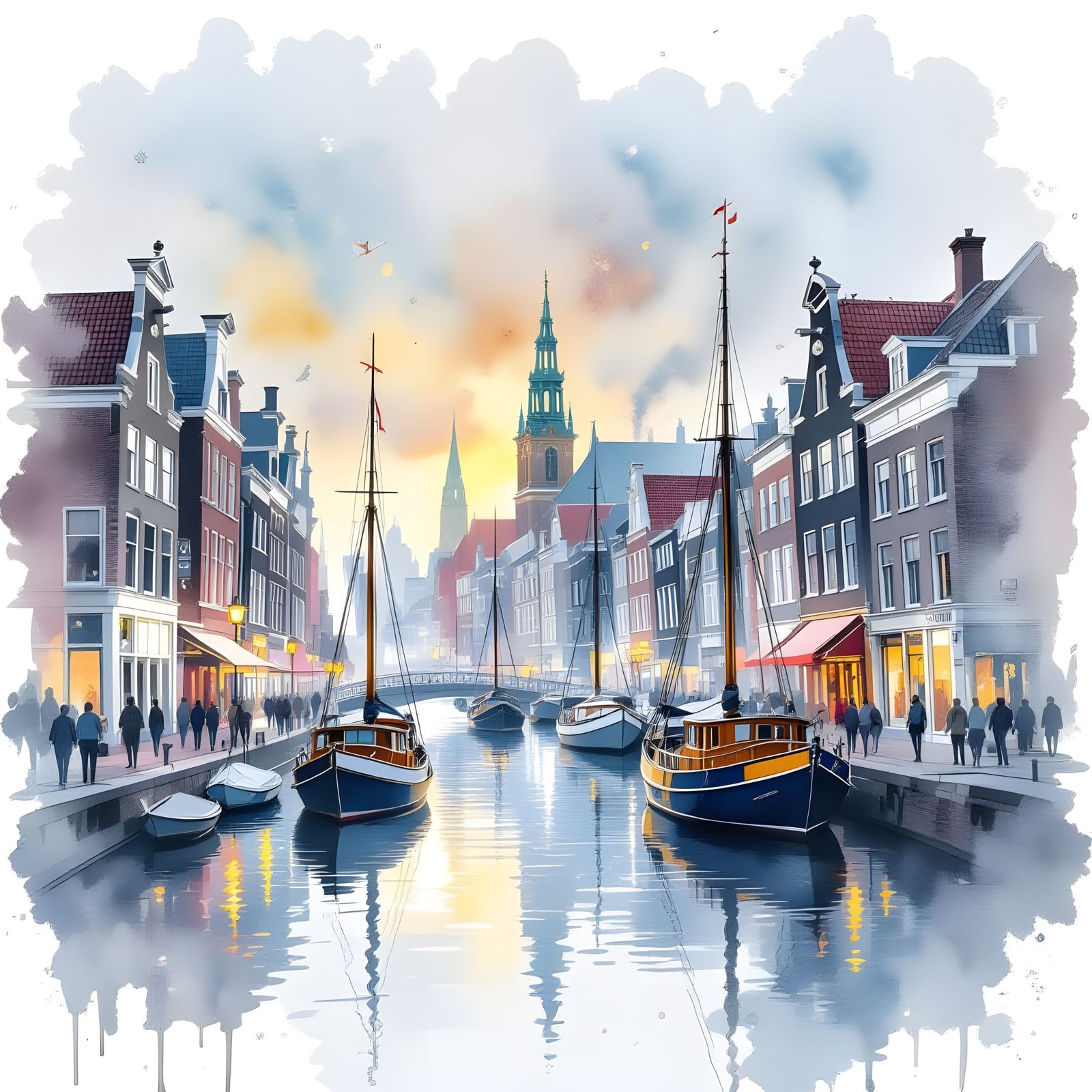 Alcohol Ink Mist City Illustration