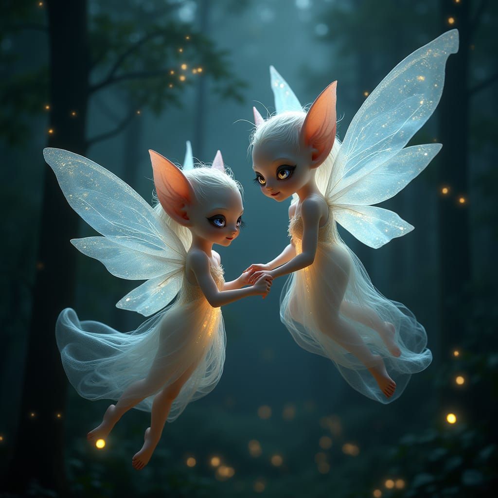 Luminous Aether Elves in Twilight Forest