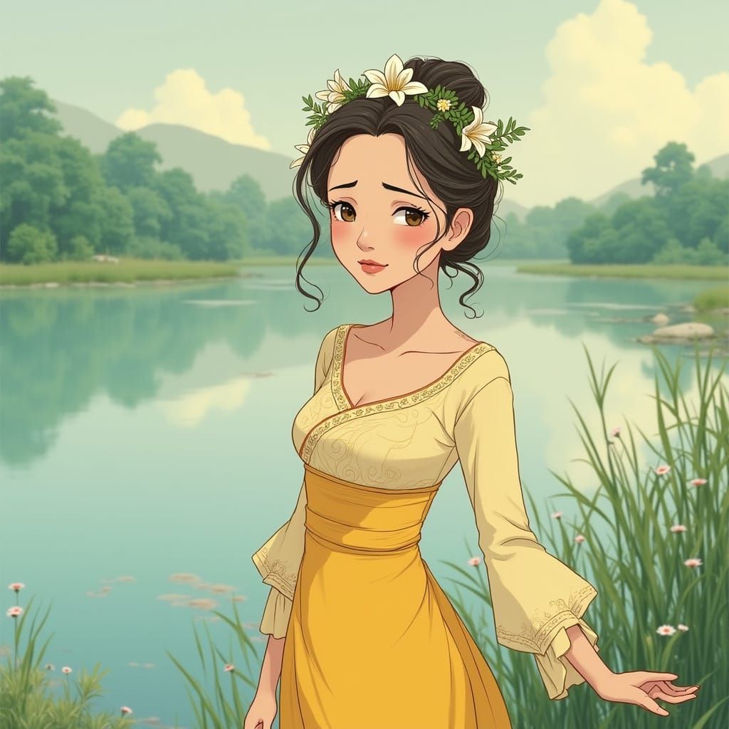 Young Thai Queen in Classic Animation Style