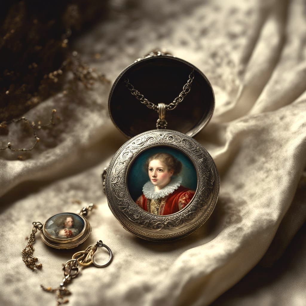Antique Locket Holds Faded Portrait in Golden Light