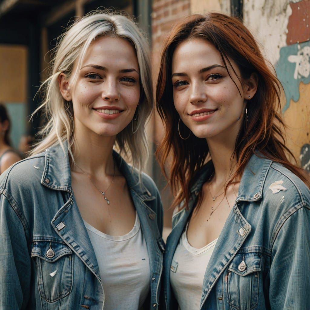 Grunge-Inspired American Women in a Moment of Self-Admiratio...