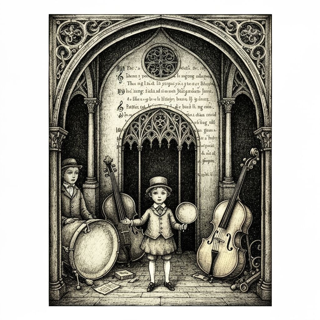Victorian Child and Orchestra in Gorey Style