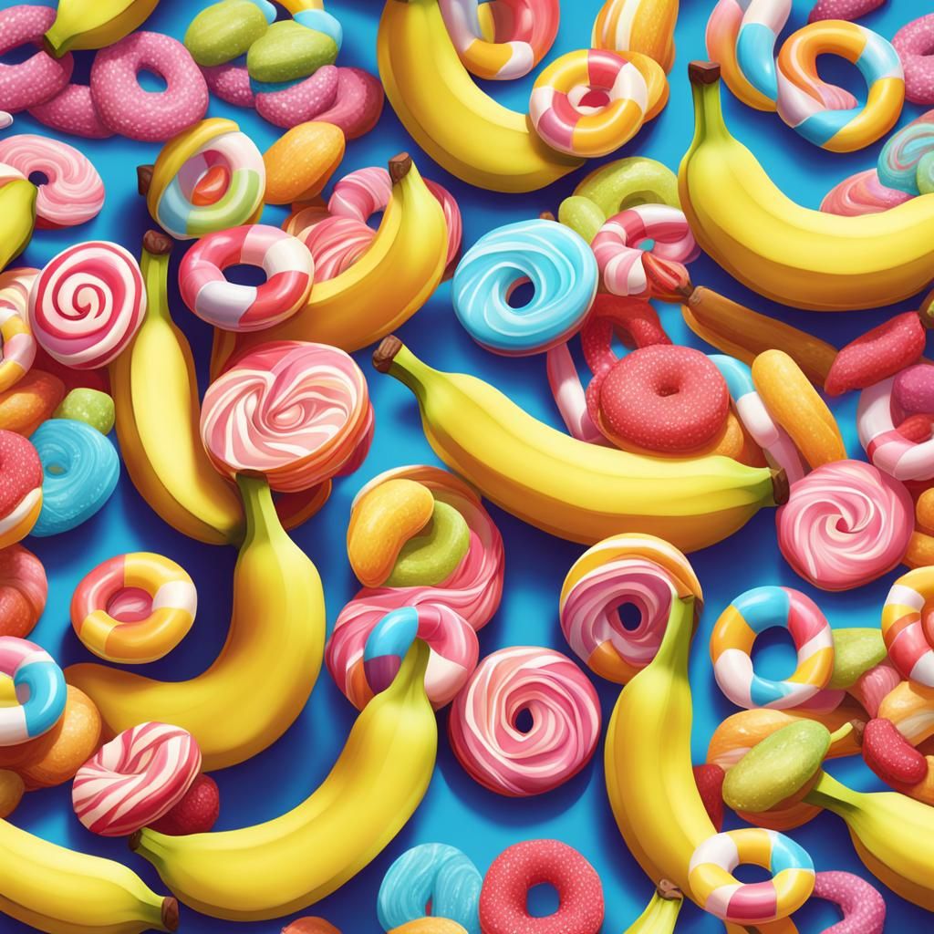 Candy Banana in Hyperrealistic Digital Illustration