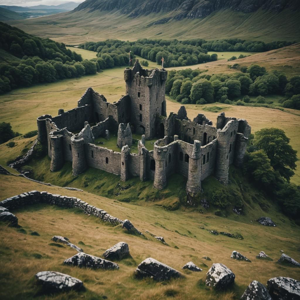 Highland Castle Ruins in Cinematic Style