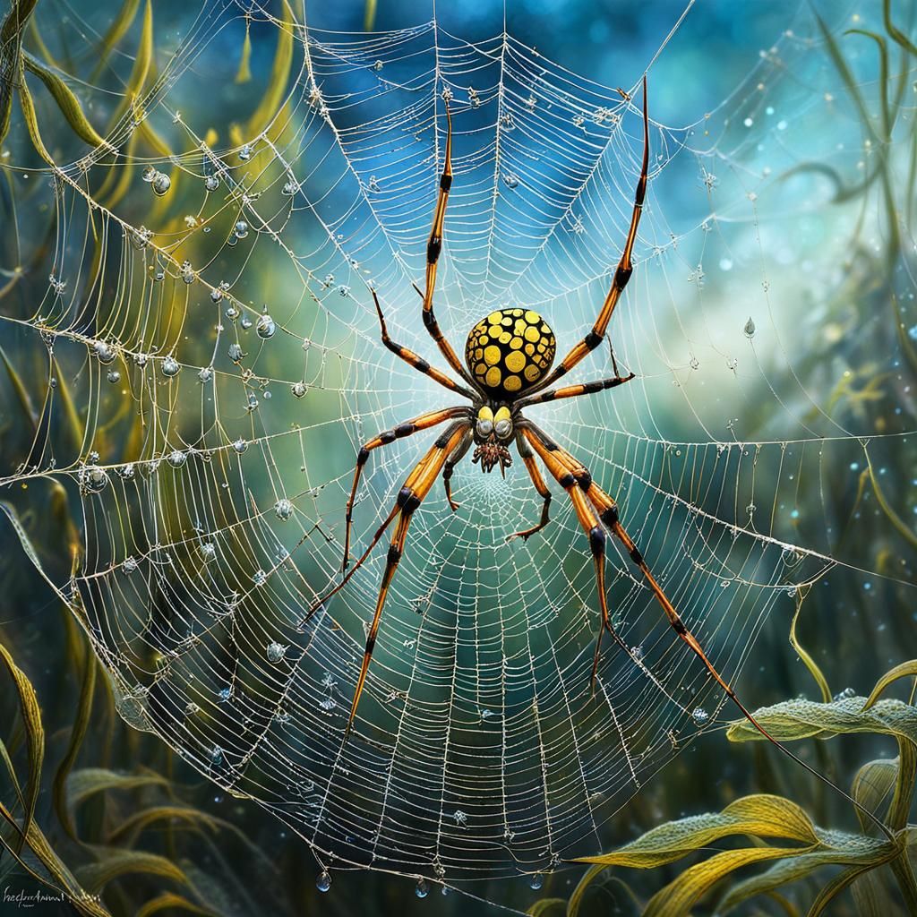 Argiope Spiderweb: A Surreal Maximalist Rendering