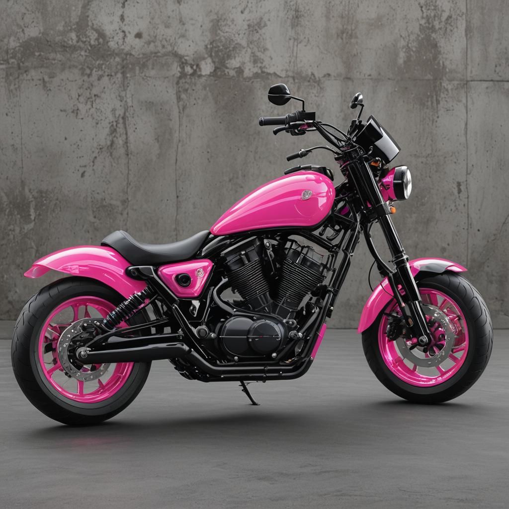 Glass Motorcycle in Hot Pink and Black