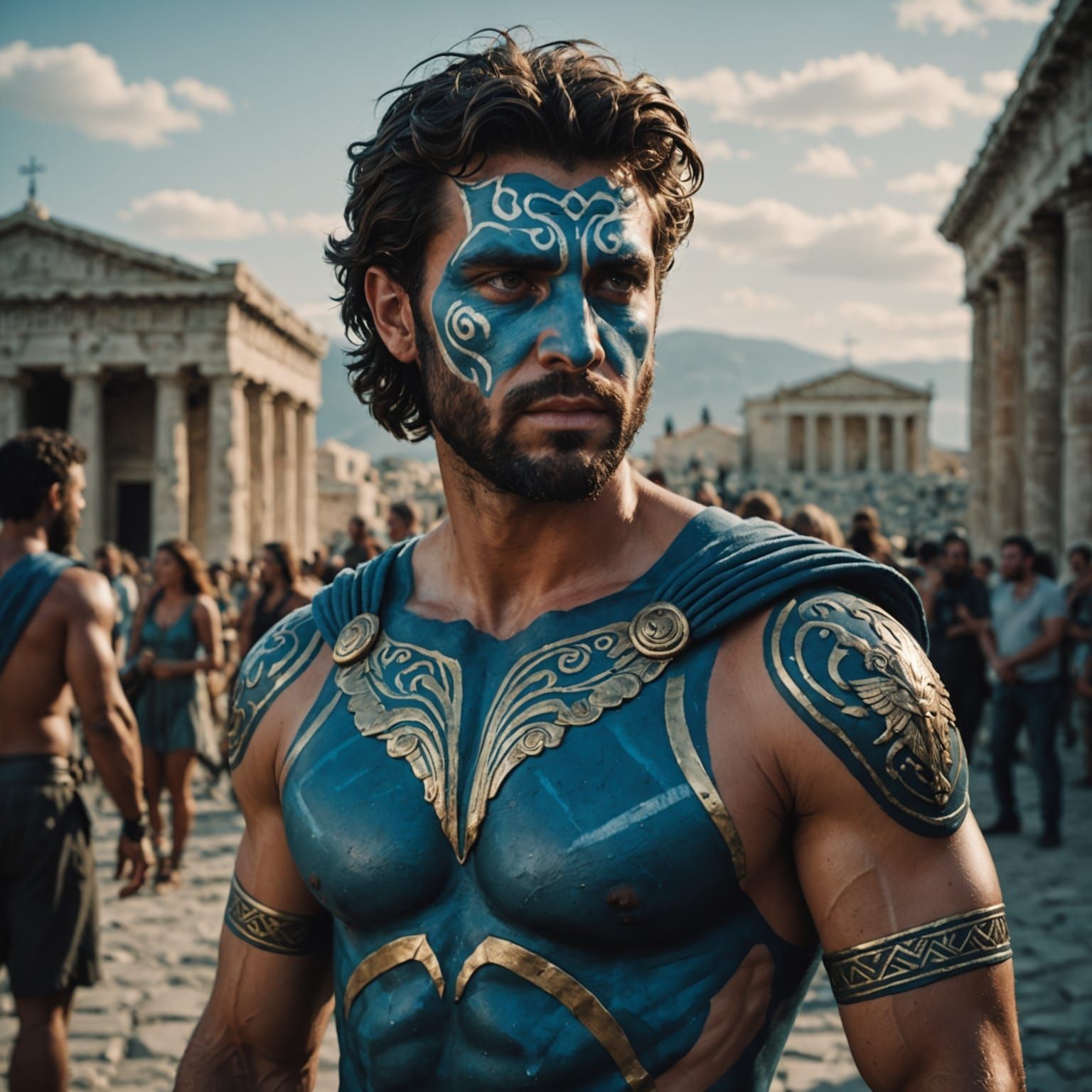 Greek God Bodypaint: Cinematic Film Still