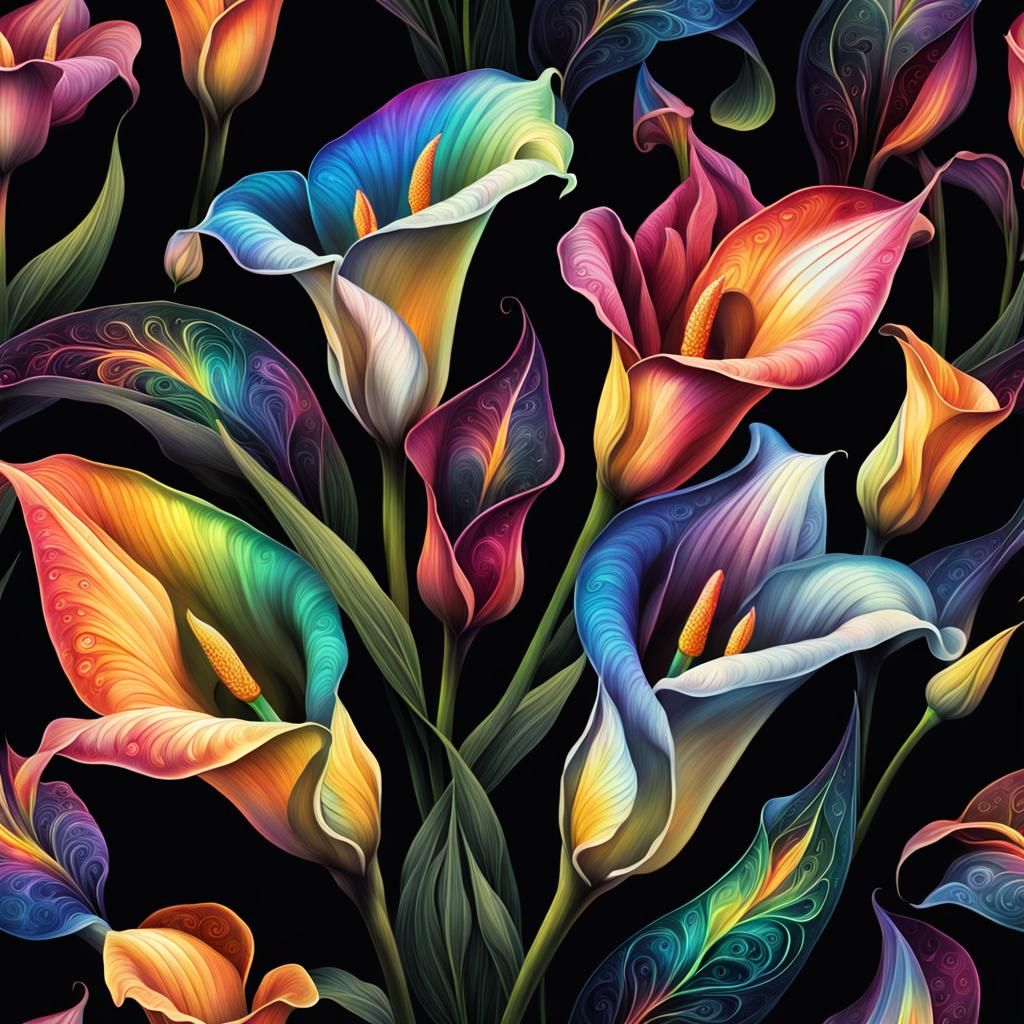 Rainbow Aura Surrounds Lilies and Roses in HDR