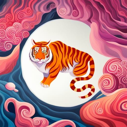 Vibrant Water Tiger in Candyland Wonderland