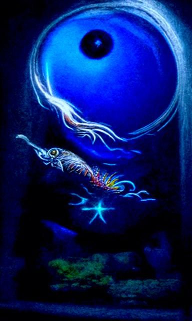 Iridescent Deep Sea Creatures in Blue Ocean