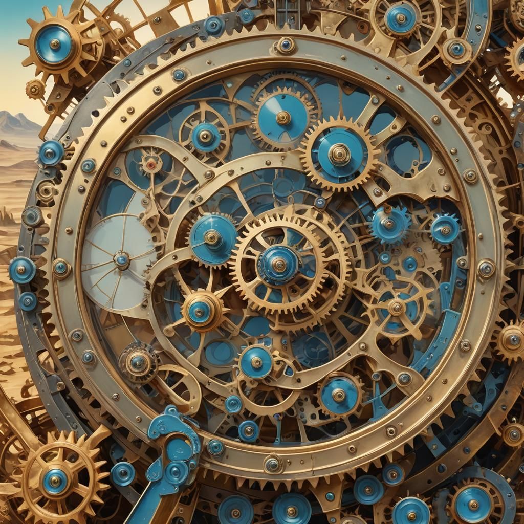 Surreal Clockwork Landscape Inspired by Salvador Dali and M....