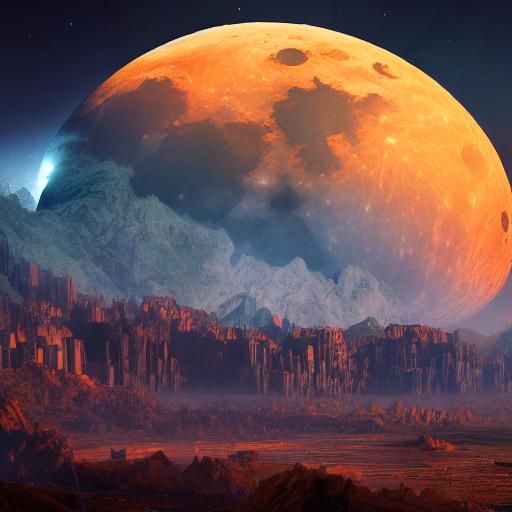Fantastical Moon: Detailed Matte Painting in Deep Color