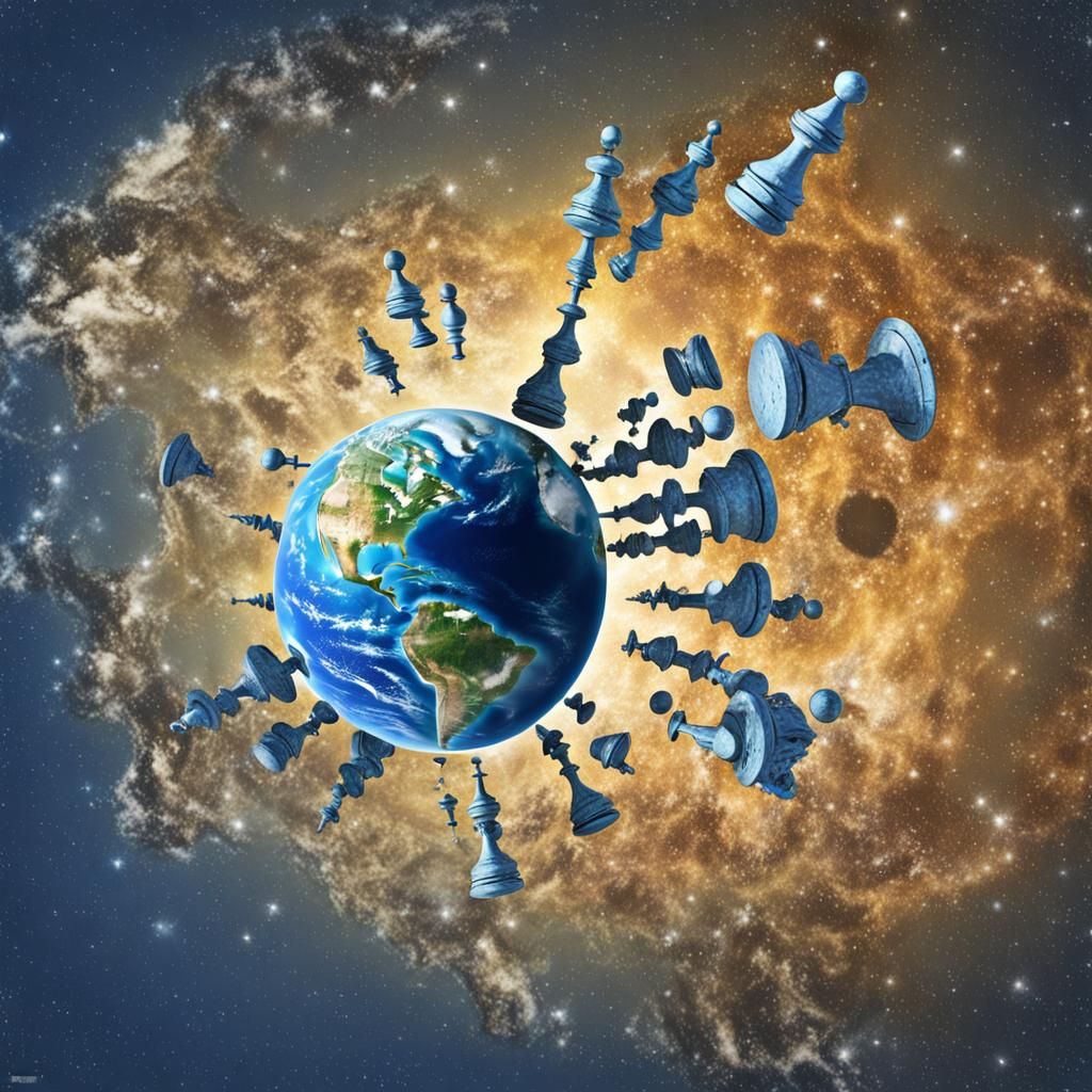 Chess Piece Satellite Orbiting Earth from Space