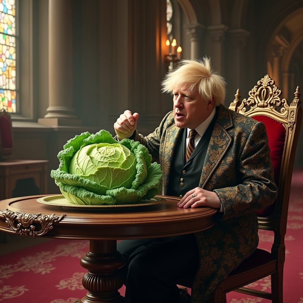 Boris Johnson Eats Magical Cabbage in Ornate Hall