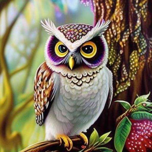 Jewel Owl in Enchanted Forest