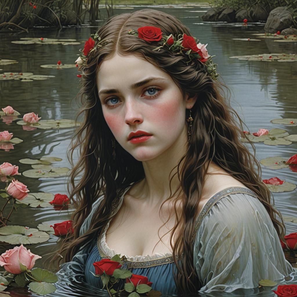 Ophelia Drowning: A Pre-Raphaelite-Inspired Portrait