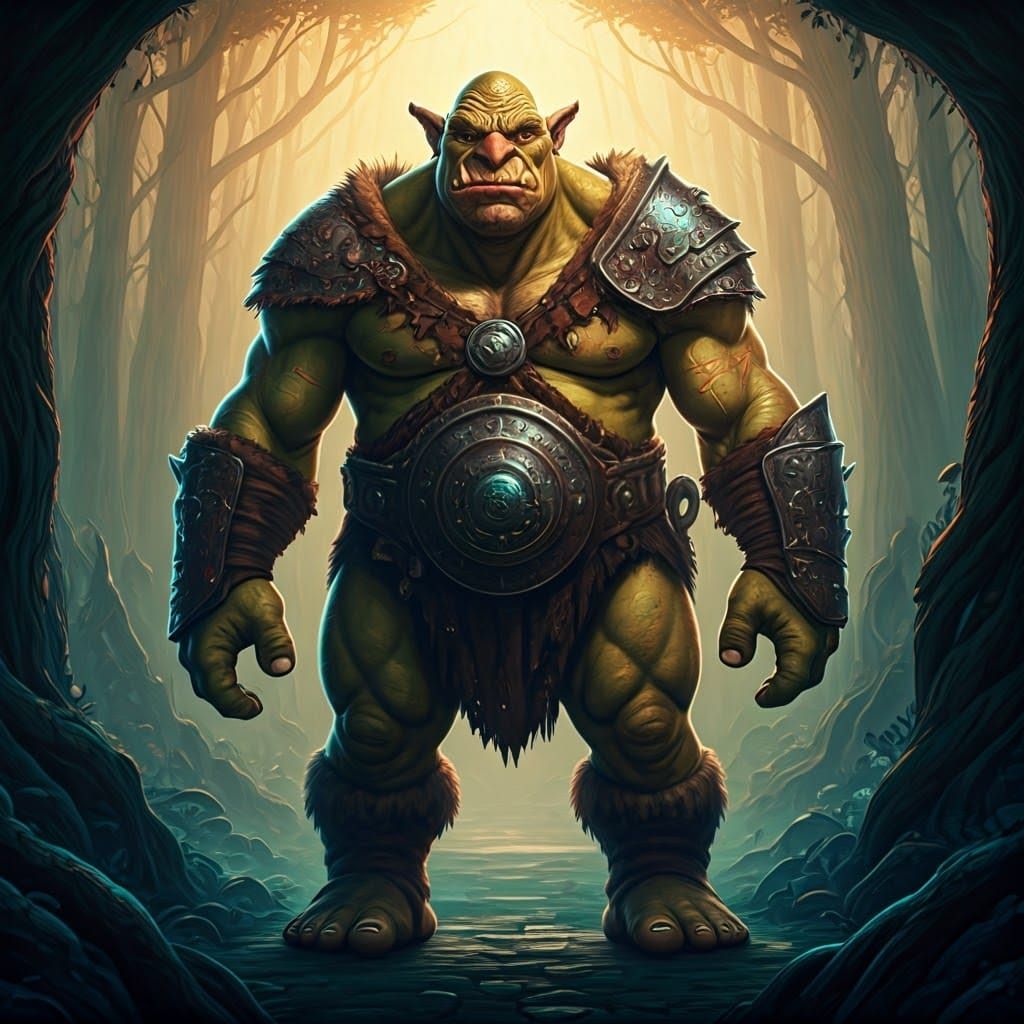 Ogre in Mystical Forest, Fantasy Concept Art