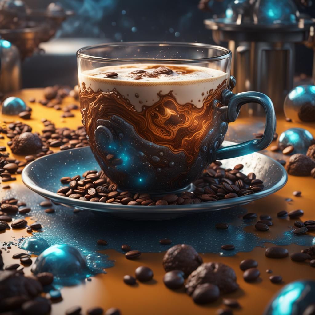 Science Fiction Coffee Drink: Detailed Fantasy Concept Art