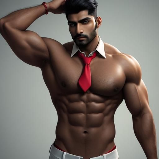 Huge muscles, small tie