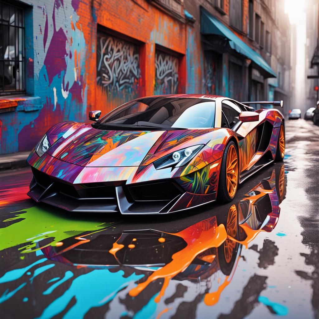 Graffiti Art Supercar: Colorful and Ultra Detailed