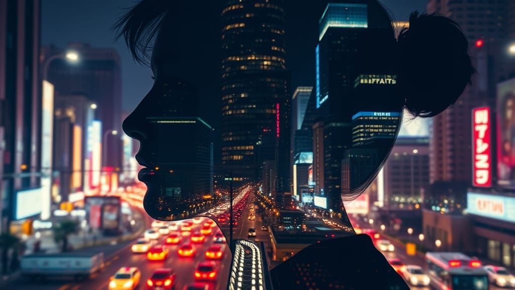 Urban Soul: Cityscape Silhouette Portrait