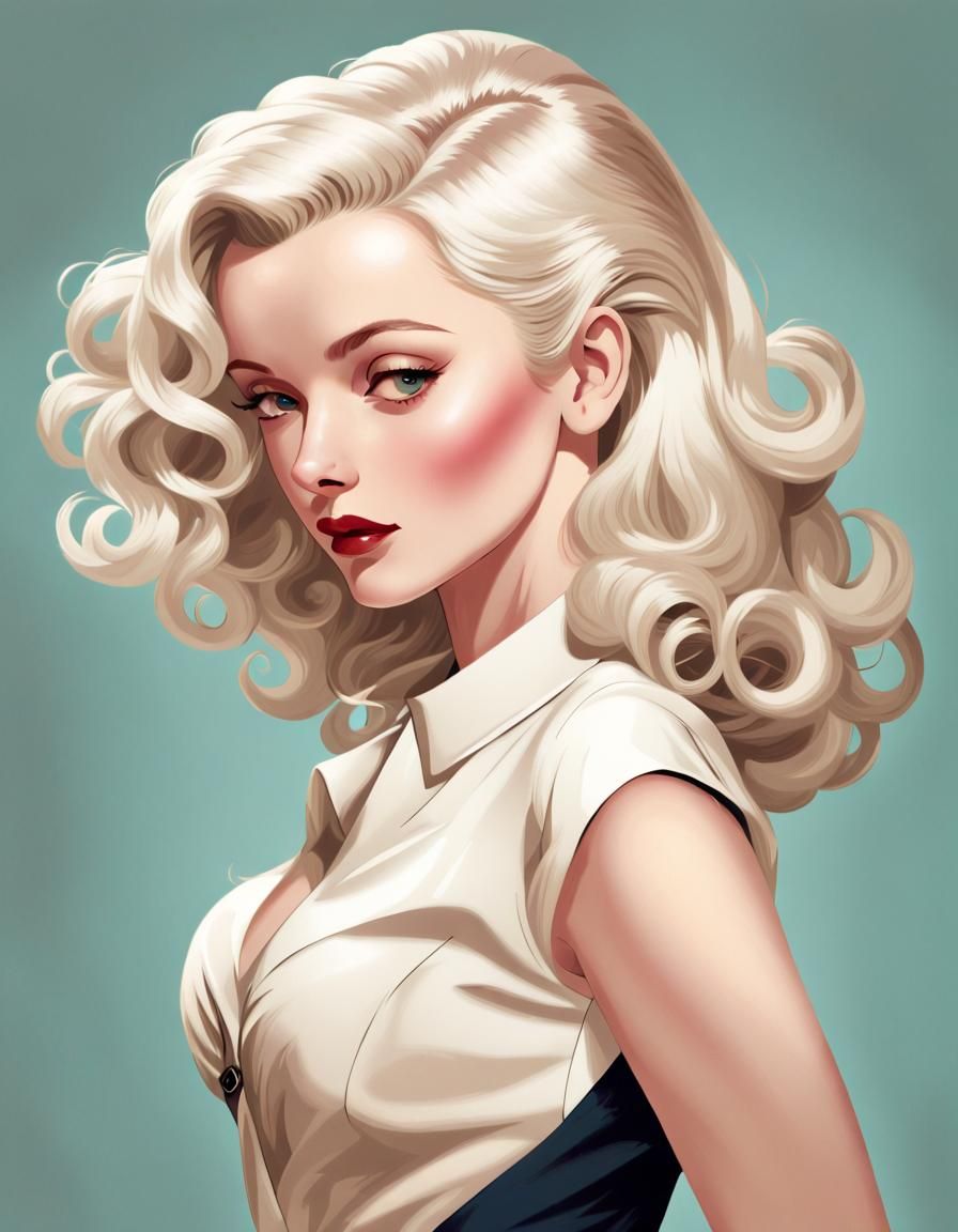 Elegant Woman in Vintage Pin-Up Style, Monochrome