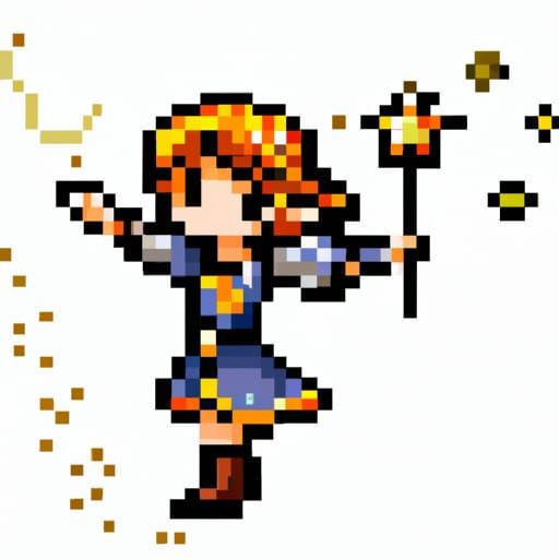 Cute Girl Sprite Casting Magic in 16-bit Pixel Art