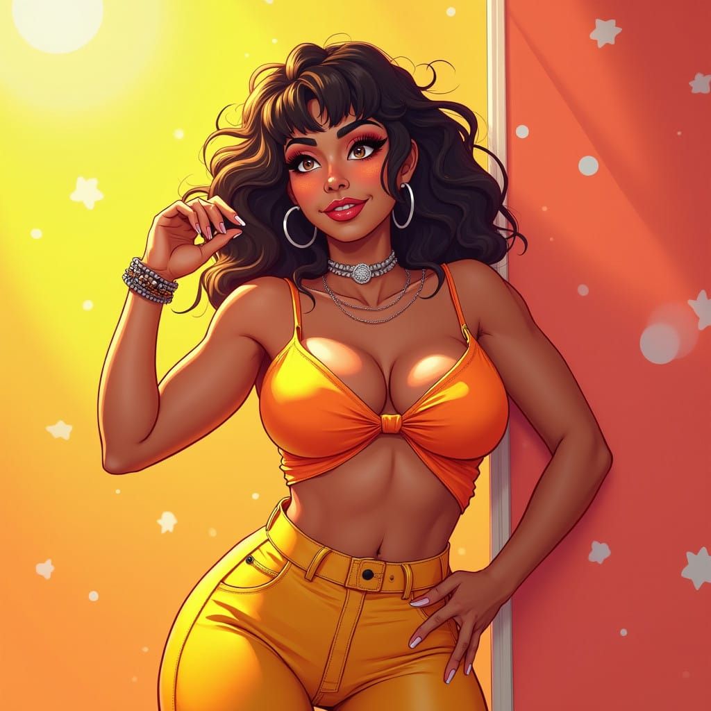 Curvy Woman Posing Confidently in Trendy Outfit