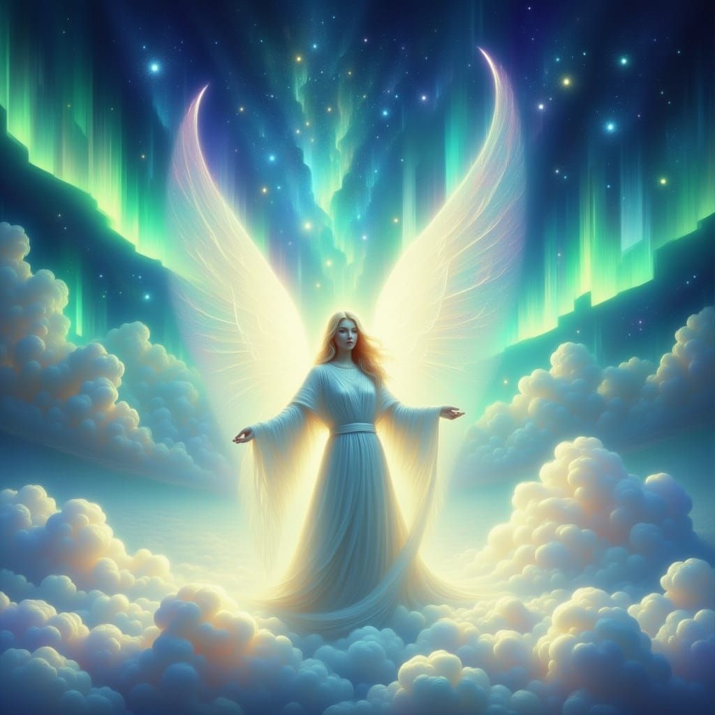 Archangel Creates Northern Lights in Anime Style