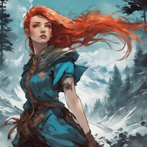 Stunning Portrait of a Tatar Girl in Forest, Splash Art