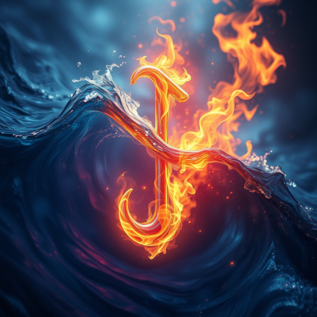 Water and Fire Music Key in Fantasy Art Style