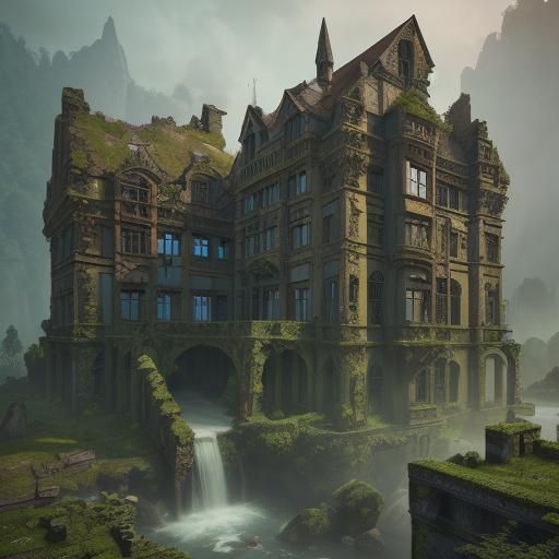 Nature Reclaims a Ruined Manor: Detailed Matte Painting