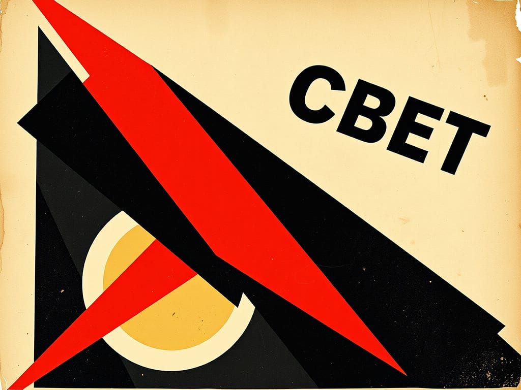 Dynamic Constructivist Poster with Geometric Shapes and Russ...