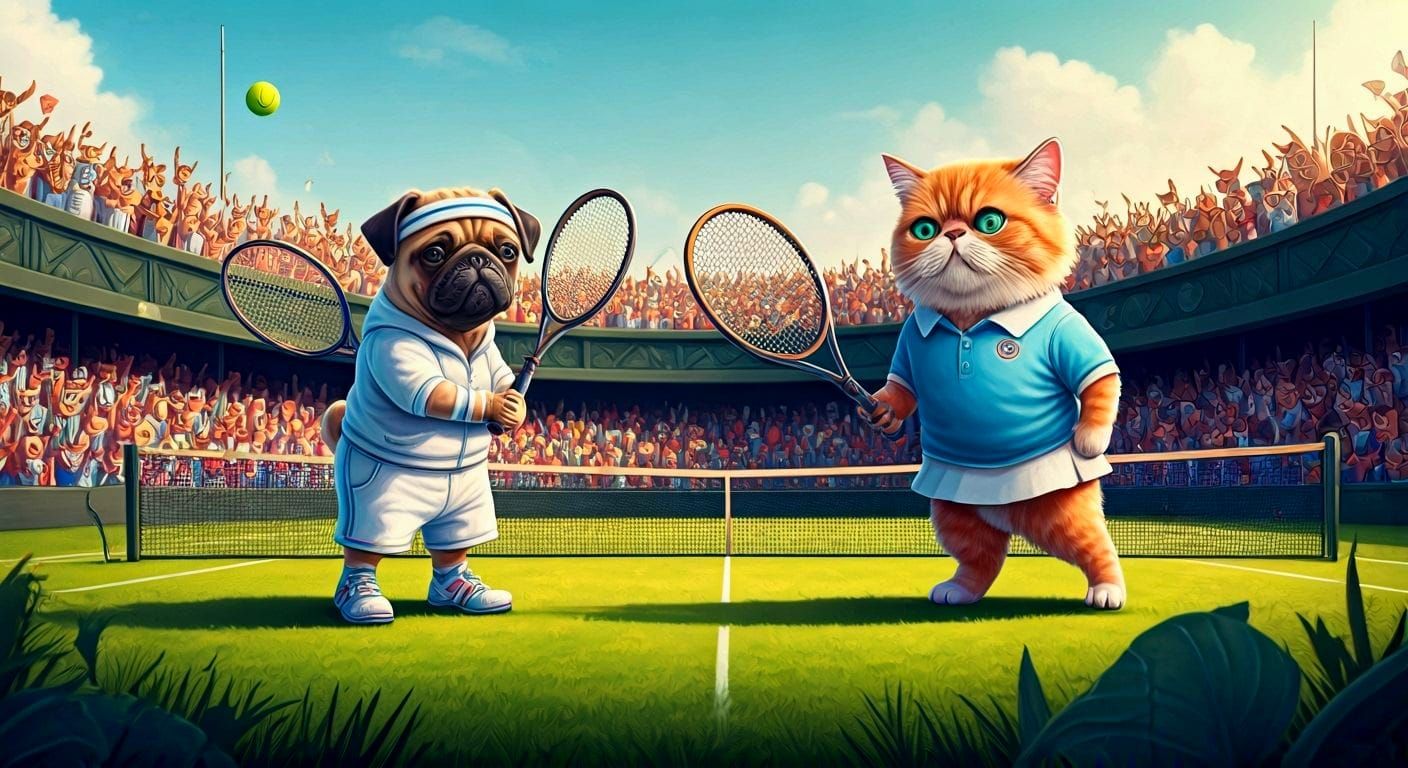 Whimsical Animal Wimbledon Finals in Pixar Style