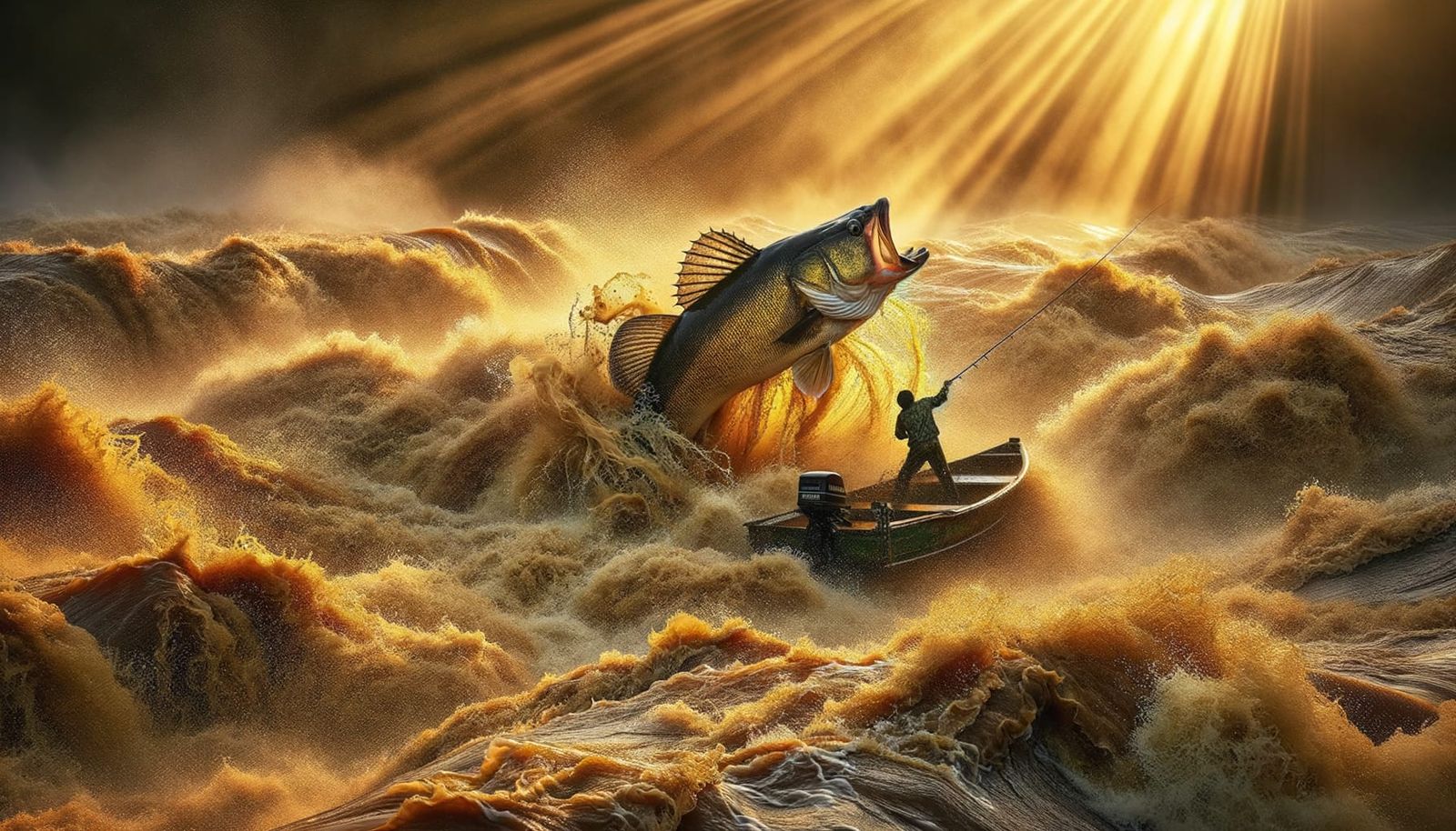 Fisherman's Epic Battle with Giant Walleye at Dawn