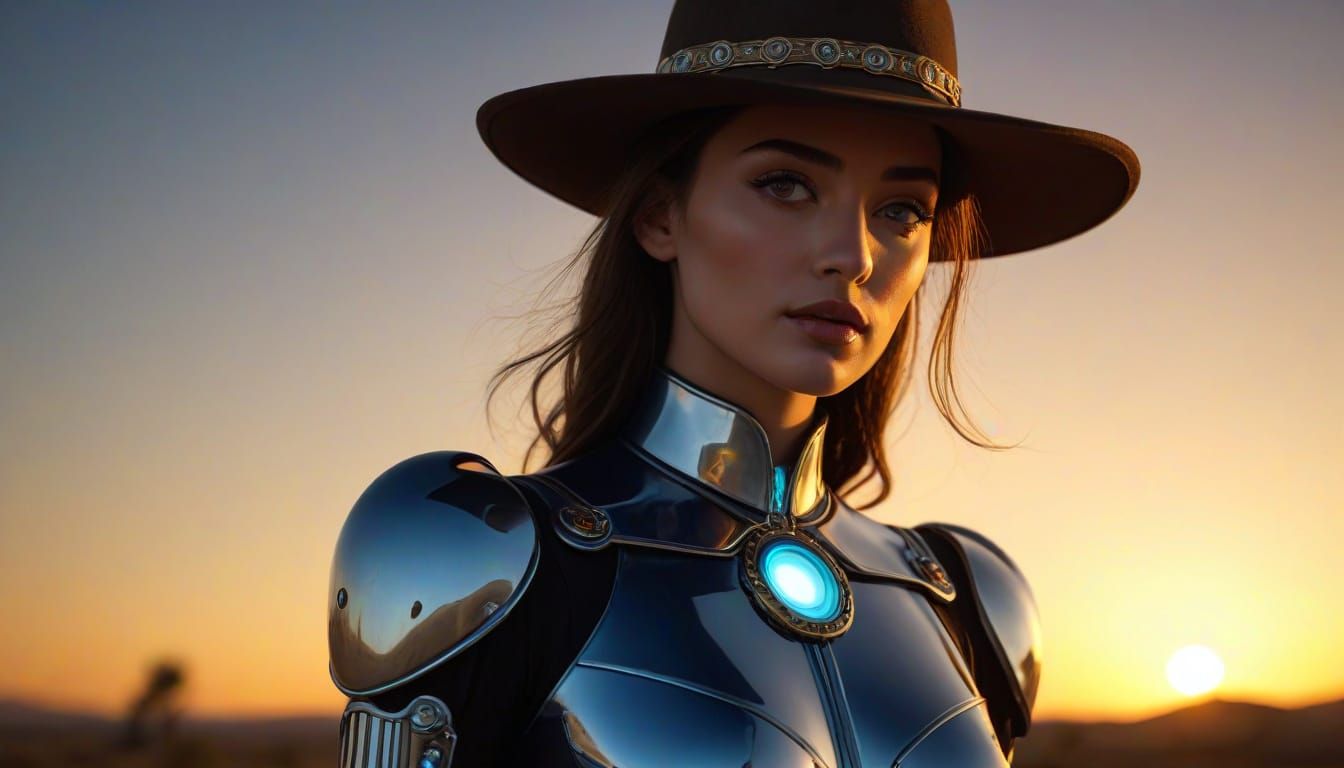 Android Cowgirl: Art Nouveau Surrealism in Anime Style