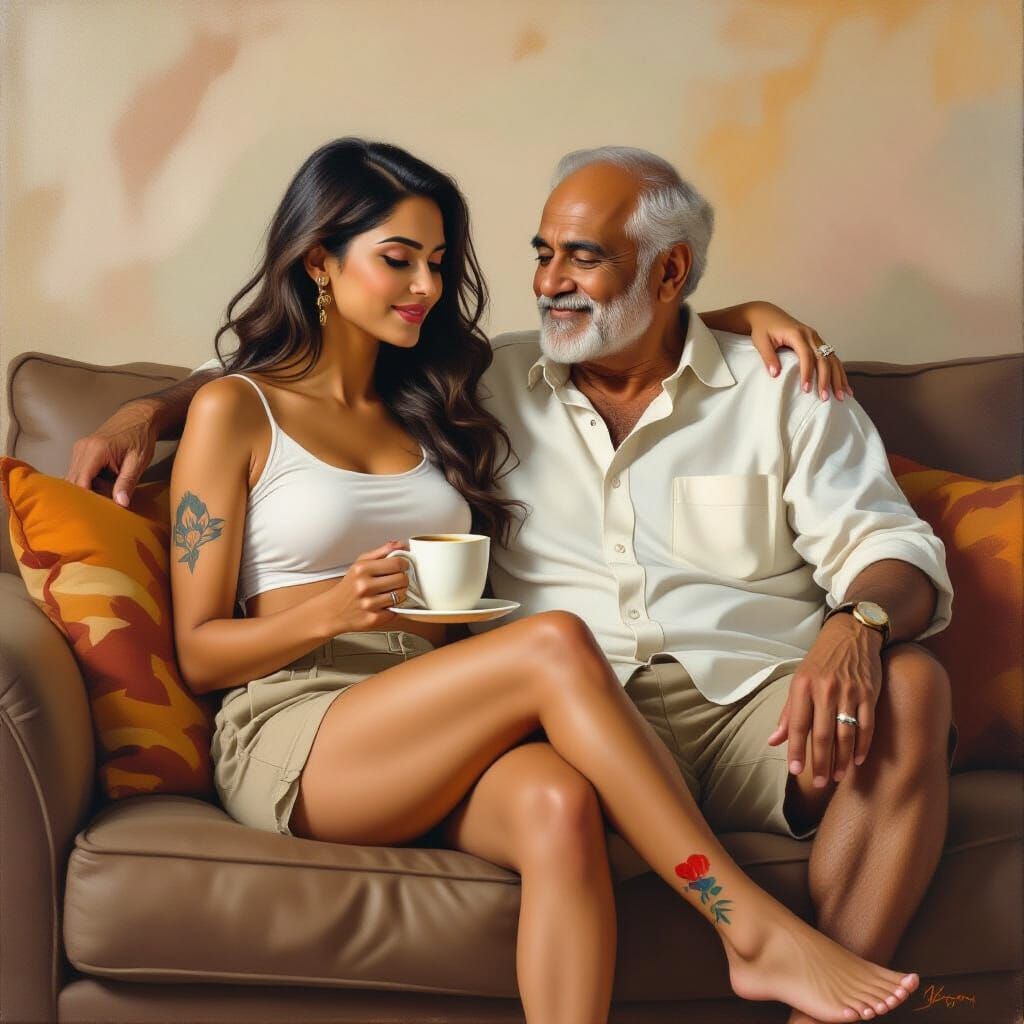 Cozy Scene: Indian Woman in Earthy Tones