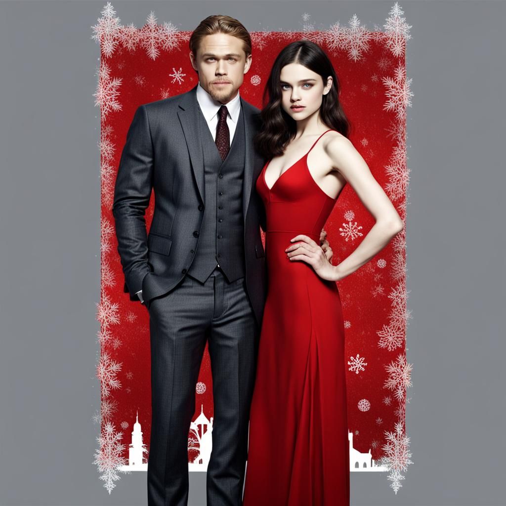 Romantic Christmas Scene with Charlie Hunnam and India Eisle...