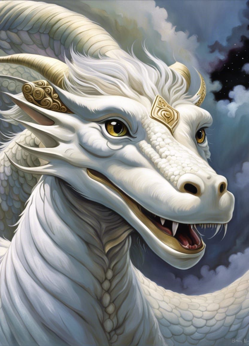Falkor the Luckdragon Whimsical Digital Painting